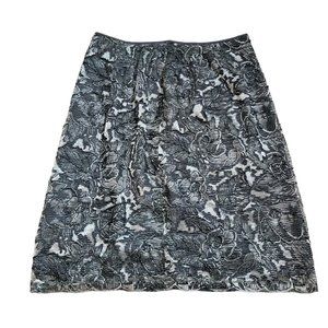 Pamela Dennis Lace Overlay Skirt Size 8 Gray Lined Holiday Made In USA